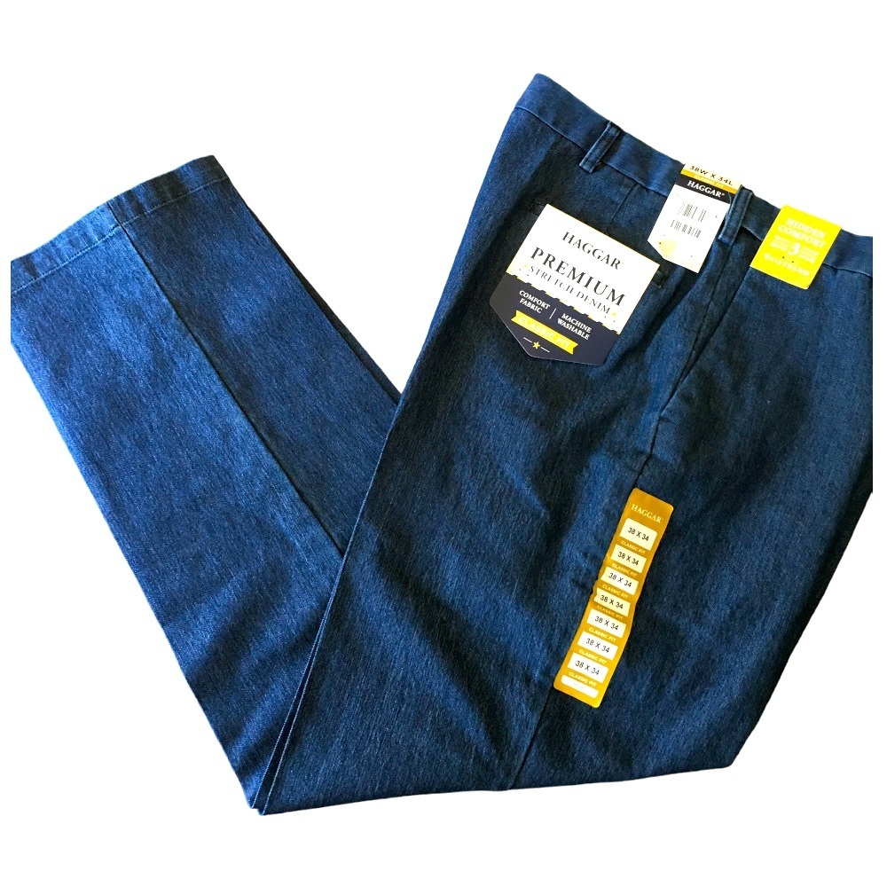 NWT 38 Haggar Flat Front Classic Fit Denim pants